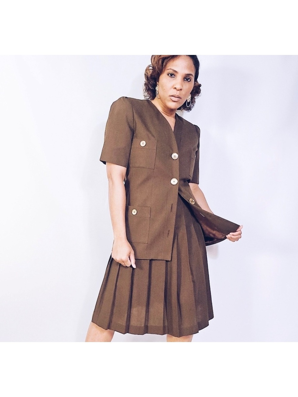 Vintage Oleg Cassini olive green suit